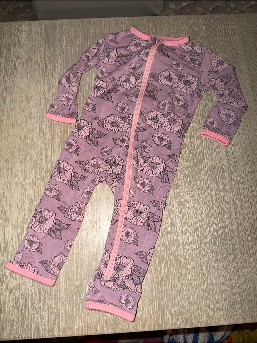 KicKee Pants Pink Floral Bamboo Sleeper 3-6 months